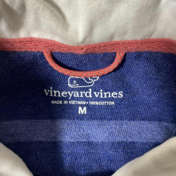 Vineyard Vines Men's Rugby Shirt M Blue Striped Cotton Pullover Preppy - Picture 3 of 4